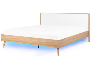 Łóżko do sypialni beżowe, drewniane, Beliani SerrIis, 188x215 cm - Beliani