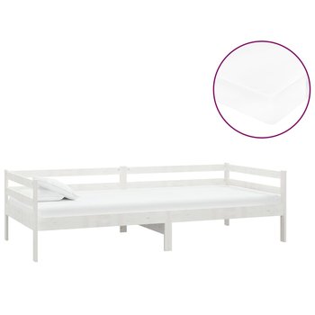 Łóżko do sypialni białe, drewno sosnowe, VidaXL, dzienne, z materacem, 90x200 cm - vidaXL