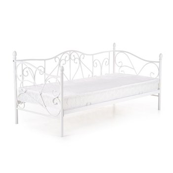 Łóżko do sypialni białe, metalowe, z zagłówkiem, 90x200  - Style Furniture