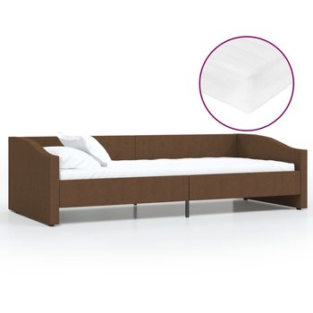 Łóżko do sypialni, brązowe, VidaXL, z materacem i USB, tkanina, 90x200 cm - vidaXL