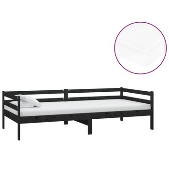 Łóżko do sypialni czarne, drewno sosnowe, VidaXL, dzienne, z materacem, 90x200 cm - vidaXL