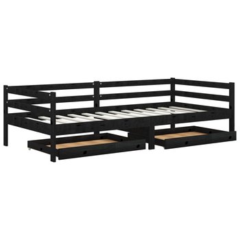 Łóżko do sypialni czarne, drewno sosnowe, VidaXL, dzienne, z szufladami, 90x200 cm - vidaXL