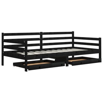 Łóżko do sypialni czarne, drewno sosnowe, VidaXL, dzienne, z szufladami, 90x200 cm - vidaXL