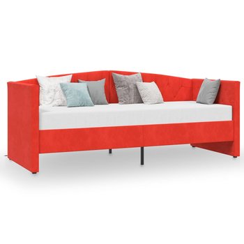 Łóżko do sypialni czerwone, VidaXL, dzienne, z USB i materacem, aksamit, 90x200 cm - vidaXL