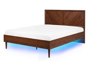 Łóżko do sypialni LED, brązowe, Beliani Mialet, 147x209 cm - Beliani