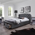 Łóżko do sypialni szare, tapicerowane, 160x200  - Style Furniture