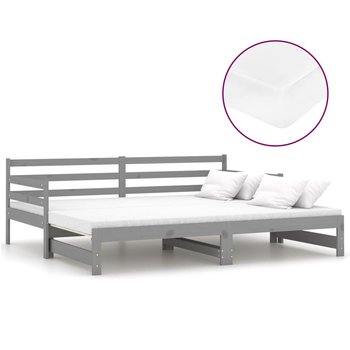 Łóżko do sypialni wysuwane, szare, lite drewno sosnowe, VidaXL, 2x90x200 cm - vidaXL