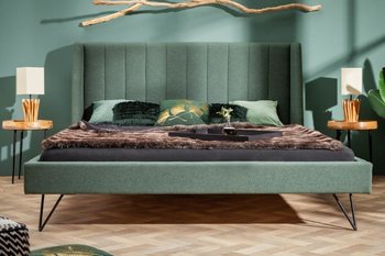Łóżko do sypialni zielone, La Beaute, bez stelaża, bez materaca, 180x200 - Invicta Interior