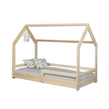 Łóżko domek 80x160 drewniane NOLAN, kolor sosnowy + stelaż, łóżko dziecięce, lite drewno, MEBLE DOKTÓR producent mebli - Meble Doktór