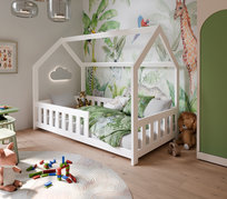 Łóżko domek DUBI dziecięce drewno sosnowe lakierowane białe