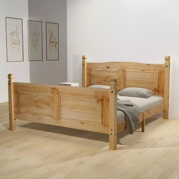 Łóżko drewniane, brązowo-białe, z materacem, 160x200 cm - vidaXL