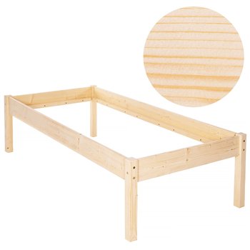 Łóżko drewniane jednoosobowe 200x90 cm wysokie dla seniora, drewno iglaste - Springos