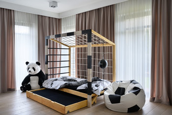 Łóżko dziecięce 90x200 bramka piłkarska dla chłopca i dziewczynki  łóżko drewniane FOOTBALL - Paco Design