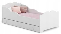 Łóżko dziecięce ANNA białe dla dziewczynki 140x70 szuflada materac