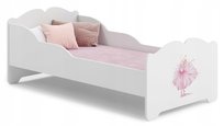 Łóżko dziecięce ANNA białe dla dziewczynki grafika baletnica 160x80 materac