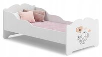 Łóżko dziecięce ANNA białe dla dziewczynki grafika słonik 160x80 materac