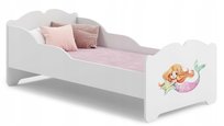 Łóżko dziecięce ANNA białe dla dziewczynki grafika syrenka 140x70 materac