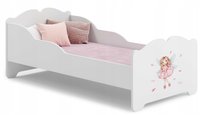 Łóżko dziecięce ANNA białe dla dziewczynki grafika wróżka 160x80 materac