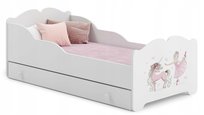 Łóżko dziecięce ANNA białe grafika dziewczynka 140x70 szuflada materac