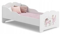 Łóżko dziecięce ANNA białe grafika dziewczynka jednorożec 140x70 materac