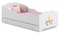 Łóżko dziecięce ANNA białe grafika jednorożec 160x80 szuflada materac