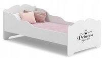 Łóżko dziecięce ANNA białe napis śpiąca księżniczka 140x70 materac