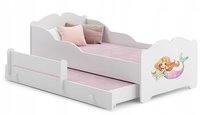 Łóżko dziecięce ANNA II białe podwójne syrenka 160x80 barierka materac