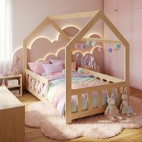 Łóżko dziecięce domek sosna Montessori stelaż 160x80 bez materaca