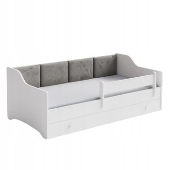 Łóżko dziecięce tapicerowane białe ERYK 160x80 cm materac + szuflada  - Meble Kobi 