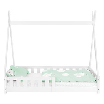 Łóżko dziecięce z zabezpieczeniem przed upadkiem i ramą z listew 80x160 cm białe z drewna sosnowego ML-Design - ML-DESIGN