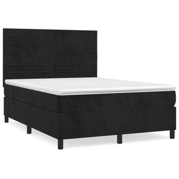 Łóżko kontynentalne aksamitne 140x200 czarne/białe / AAALOE - Zakito Home