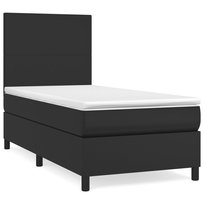 Łóżko kontynentalne czarne 203x80x118/128 cm + mat