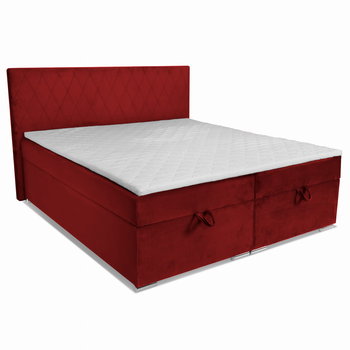 Łóżko kontynentalne EMILIANO w kolorze czerwonym z dwoma pojemnikami na pościel - Postergaleria