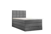 Łóżko Kontynentalne Młodzieżowe Velar Meble Olaf Premium 120x200 cm Szare Welurowe, Materac Bonell + Pocket + Topper, Pojemnik na Pościel, H3