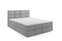 Łóżko Kontynentalne Velar Meble Oslo 160x200 cm Szare Welurowe, Z Materacem Bonell, Topperem, Pojemnikiem na Pościel i Tapicerowanym Zagłówkiem Velar Meble