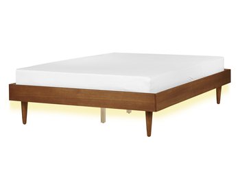 Łóżko LED drewniane 140 x 200 cm jasne TOUCY - Beliani