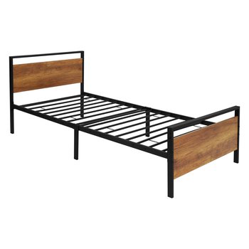 Łóżko metalowe Rama łóżka Łóżko z listwami Rama łóżka Łóżko do sypialni Stalowe Czarne 90x200 cm - ML-DESIGN