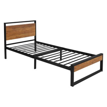 Łóżko metalowe Rama łóżka Łóżko z listwową ramą Łóżko do sypialni stalowe czarne 90x200 cm - ML-DESIGN