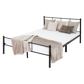 Łóżko metalowe Rama łóżka + materac stalowe łóżko podwójne rama listwowa czarna 160x200 cm - ML-DESIGN