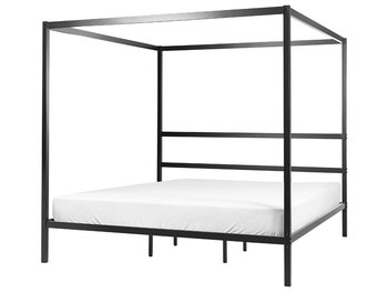Łóżko metalowe z baldachimem 180 x 200 cm czarne L - Beliani