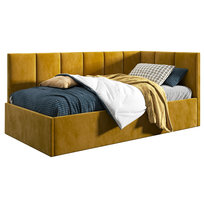 Łóżko młodzieżowe 100x200 Supreme Roma, Musztardowy, Pojemnik