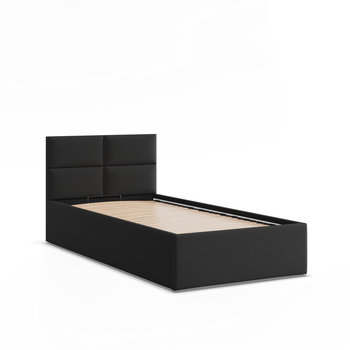 Łóżko młodzieżowe tapicerowane 90x200 pojemnik na pościel, Czarny - Mebligo