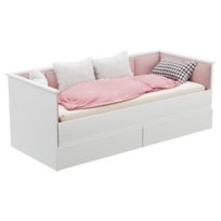 Łóżko młodzieżowe tapicerowane podwójne HELIOS 80x200 cm białe z materacem z szufladami