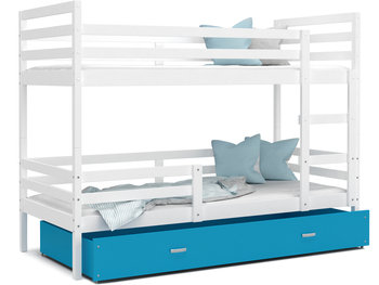 Łóżko piętrowe 200x90 białe błękit JACEK - Spokojnesny