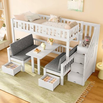 Łóżko piętrowe Łóżko dziecięce 90x200cm Biurko drabinka ze schowkiem Płotek - Arhatreya