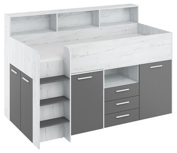 Łóżko Piętrowe Z Biurkiem Neo Lewe Craft Biały / Grafit - BIM Furniture