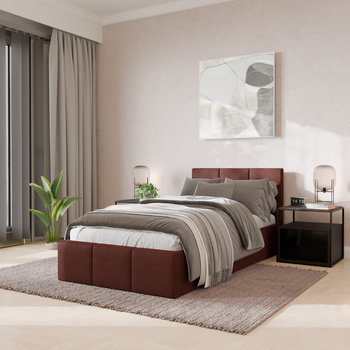 ŁÓŻKO POJEDYNCZE 90x200cm ŁÓŻKO TAPICEROWANE Z POJEMNIKIEM BRUDNY RÓŻ - Muralo