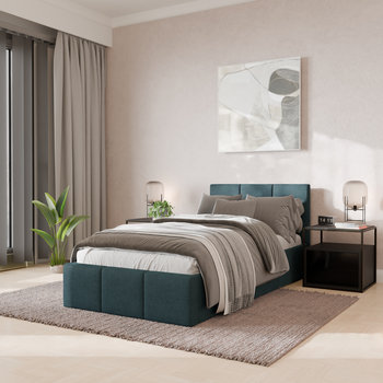 ŁÓŻKO POJEDYNCZE 90x200cm ŁÓŻKO TAPICEROWANE Z POJEMNIKIEM MORSKIE - Muralo