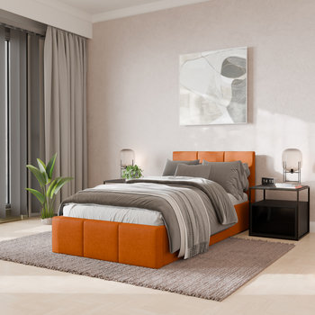 ŁÓŻKO POJEDYNCZE 90x200cm ŁÓŻKO TAPICEROWANE Z POJEMNIKIEM ŻÓŁTE - Muralo