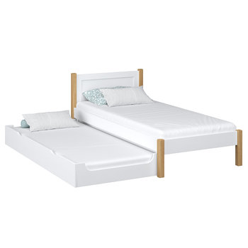 Łóżko pojedyncze z szufladą na materac N02 biało dębowy 100x180 - N-Wood